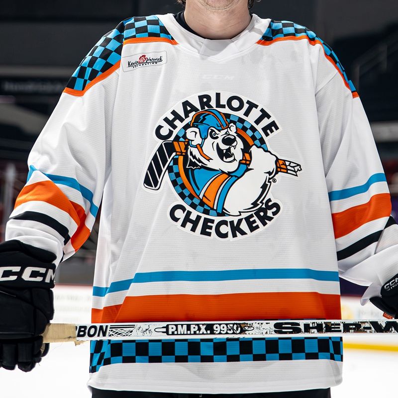 Charlotte Checkers Retro 90s White Replica Jersey