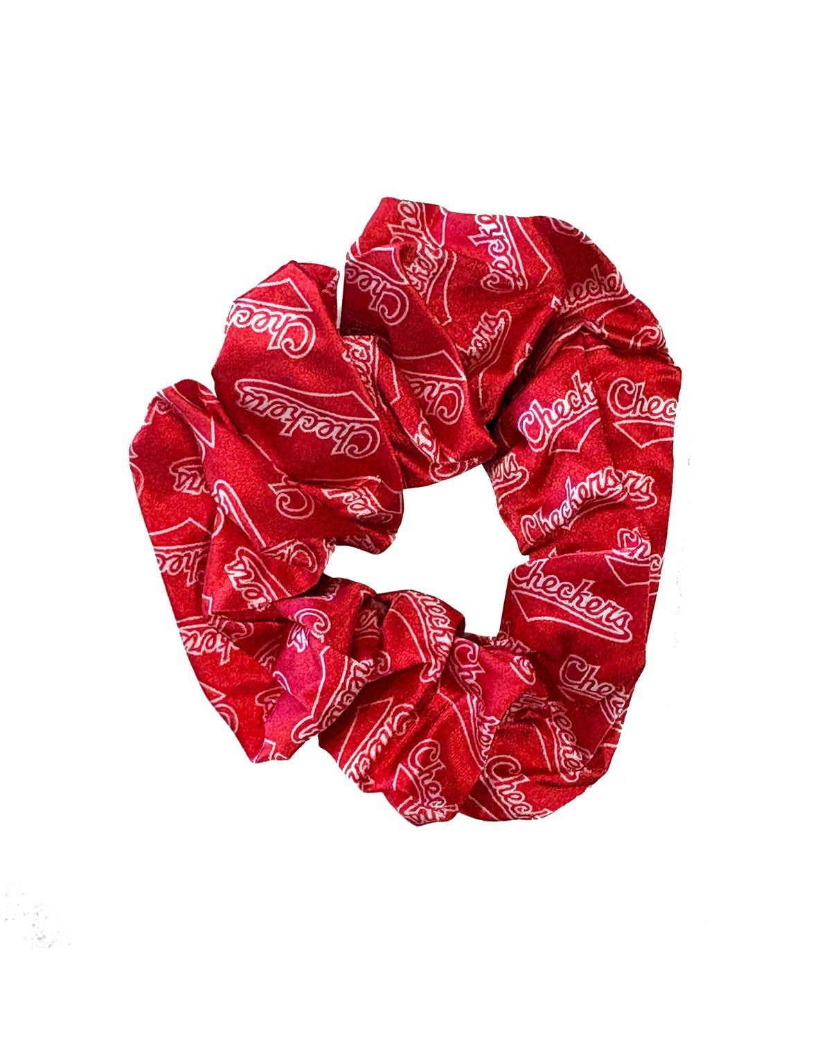 Checkers Red Text Scrunchie