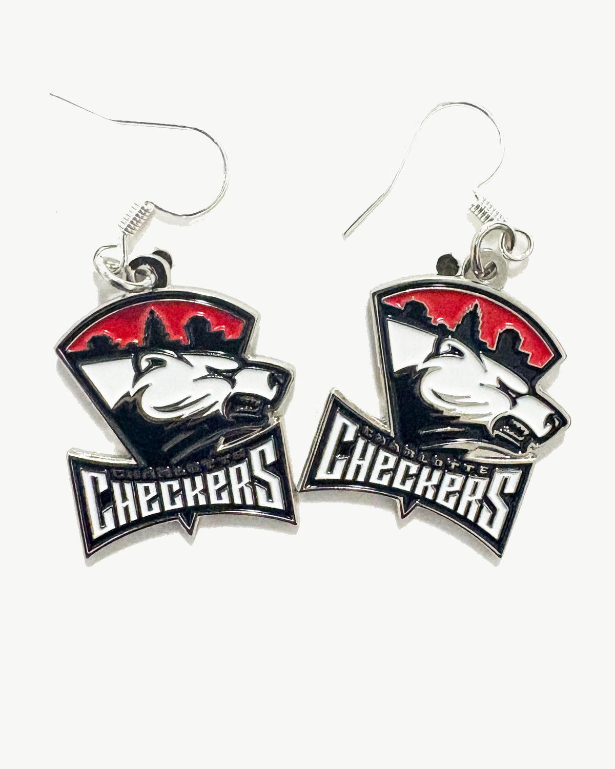 Charlotte Checkers Silver Dangle Earrings