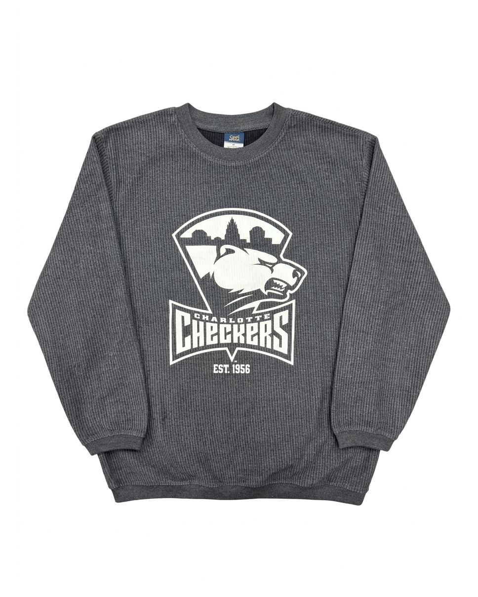 Checkers Charcoal Corded Crewneck