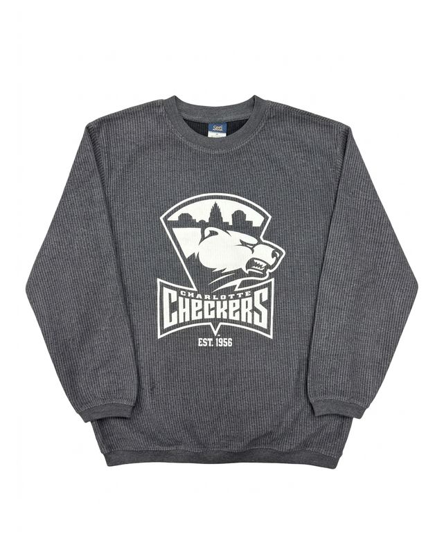 Checkers Charcoal Corded Crewneck
