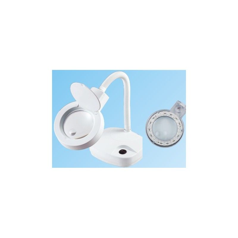 Elektr. loeplamp met buigarm en ledverlichting