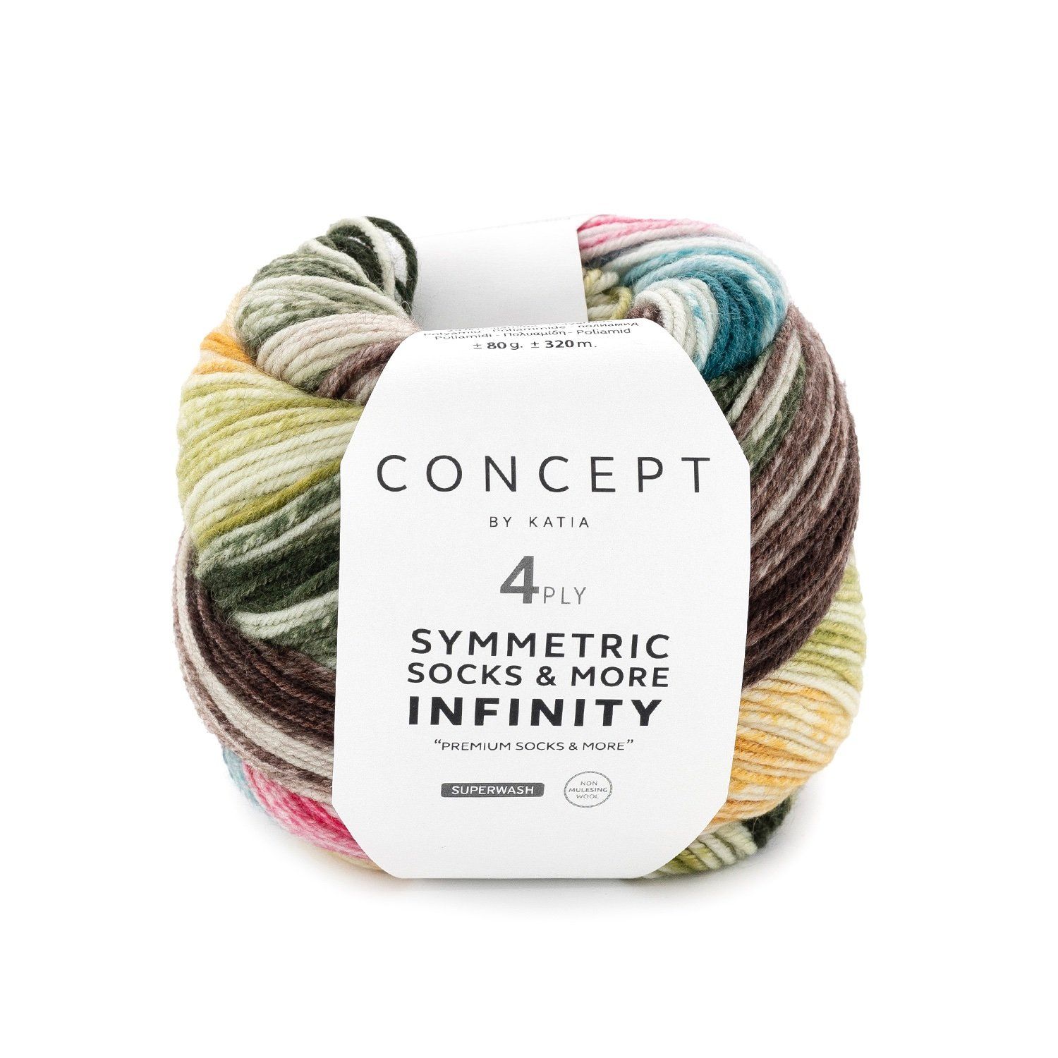 Infinity sym socks | 94 Bruin-Groen-Geel-Aardbeirood-Turquoise