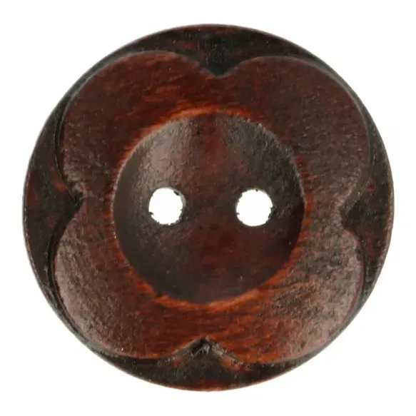 Houten knoop Bloem 90 donker