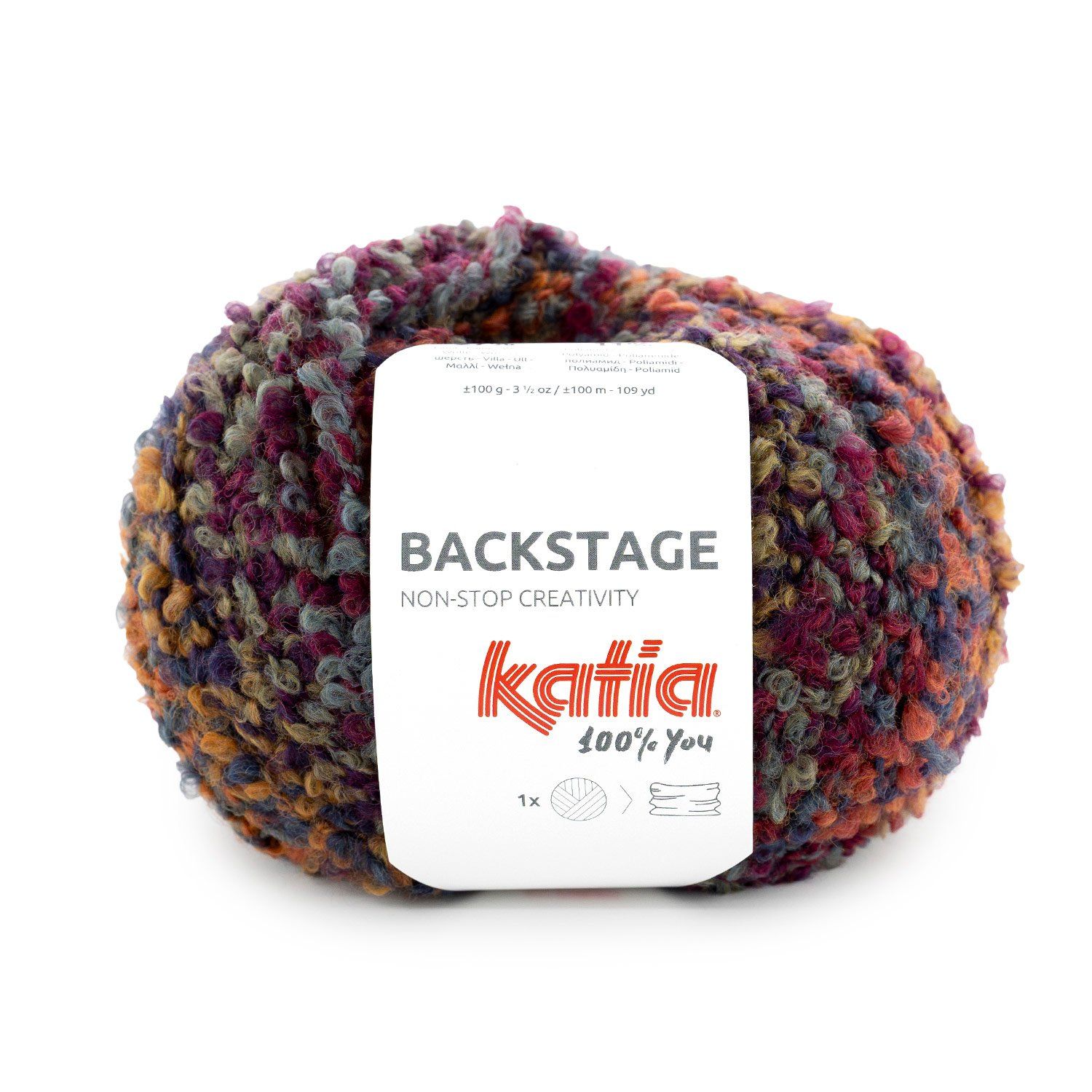 Katia Backstage | 205 Blauw-Bordeauxrood-Oker