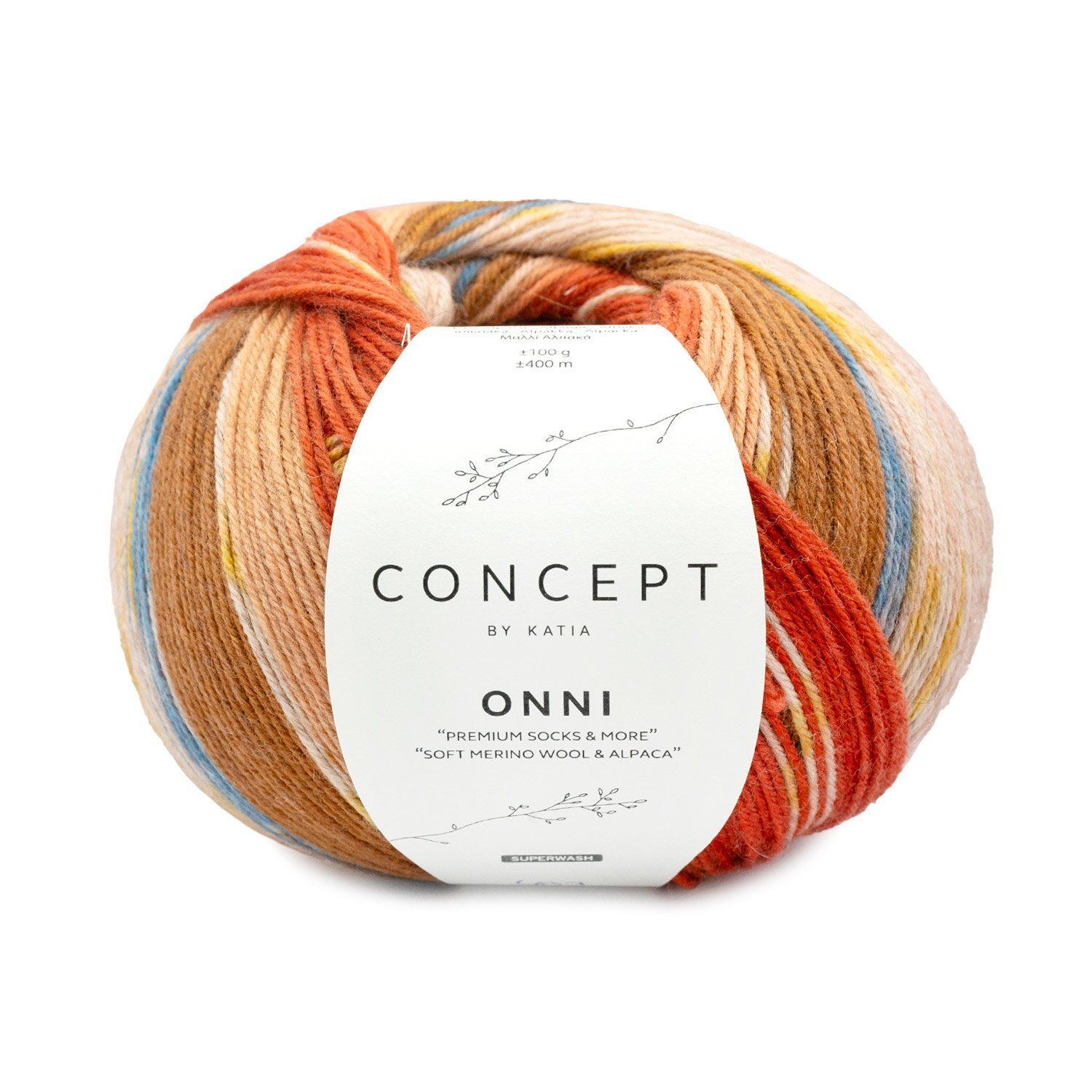 Katia Onni Socks | 403 Oranje-Blauw-Oker-Bruin