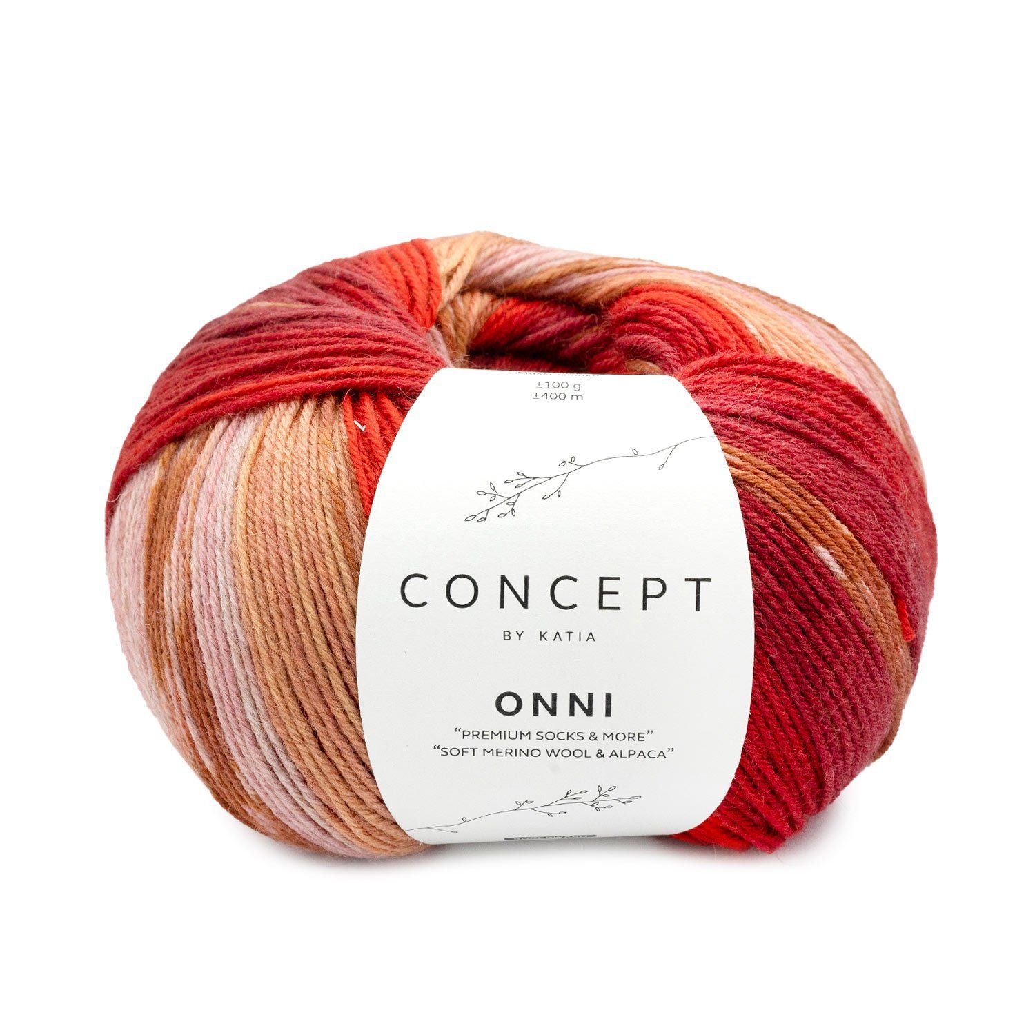 Katia Onni Socks | 404 Rood-Camel-Geel