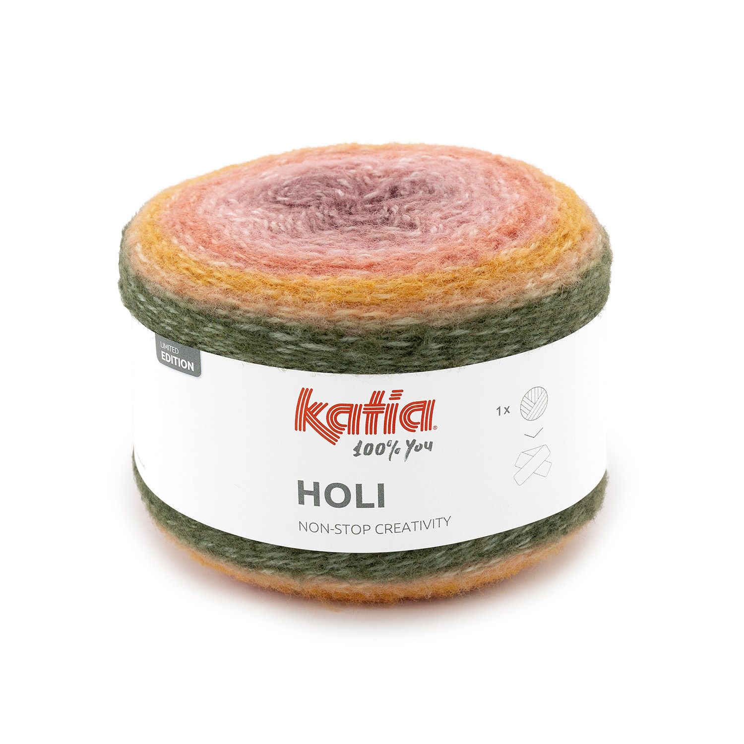 Katia Holi| 504 kaki-oranje-kauwgom roze