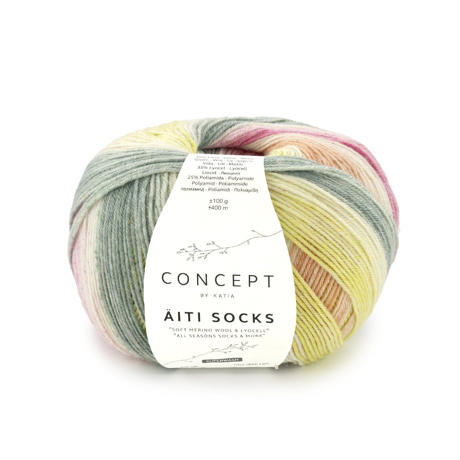 Katia Äiti Socks &amp;More | 202 Groen-Roest bruin-Fuchsia