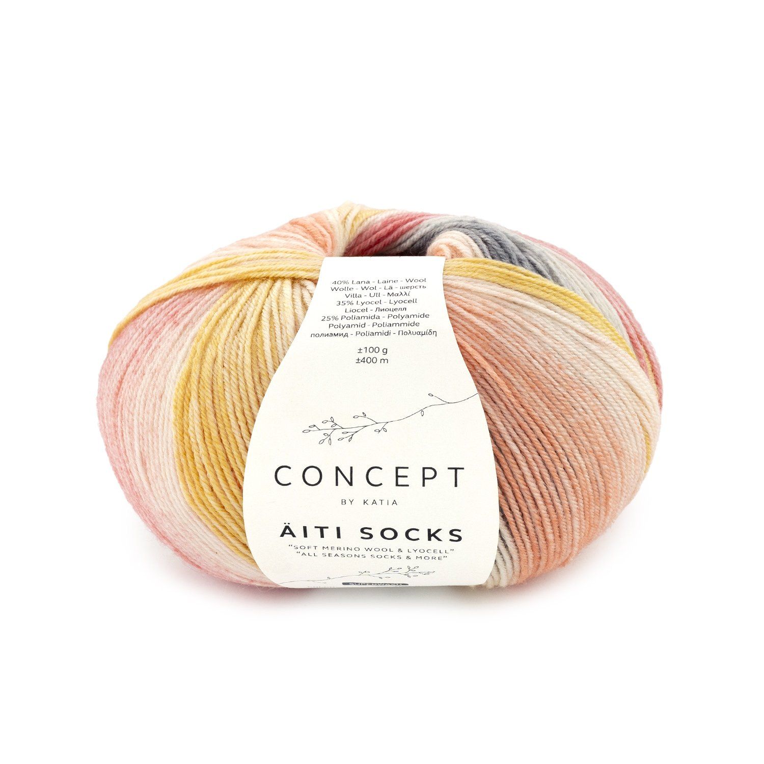 Katia Äiti Socks &amp;More | 203 Oker-Grijs-Rood