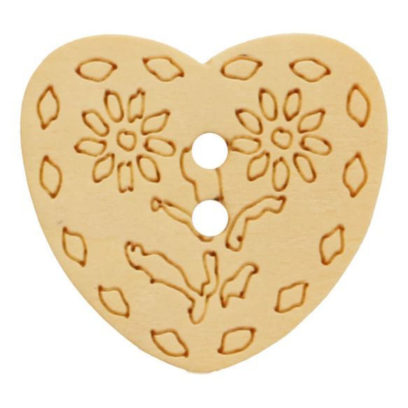 Knoop hout hartje gelaserd maat 32