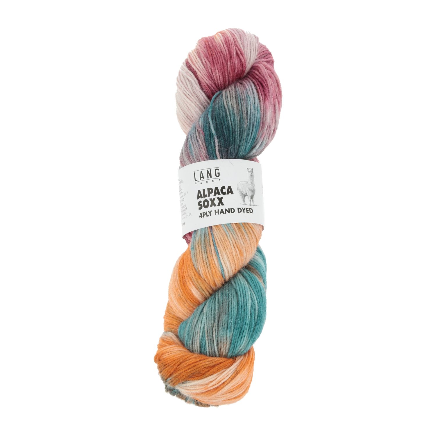 Lang Yarns Alpaca Soxx Hand | 0006 oranje/turquoise/tose