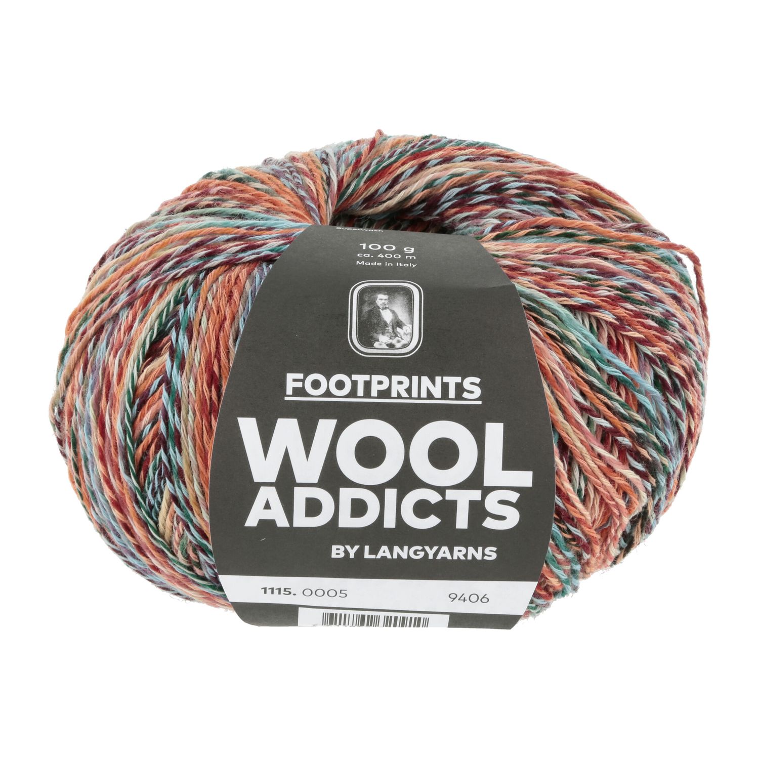 Lang Yarns Footprints | 0005 oranje,blauw, groen
