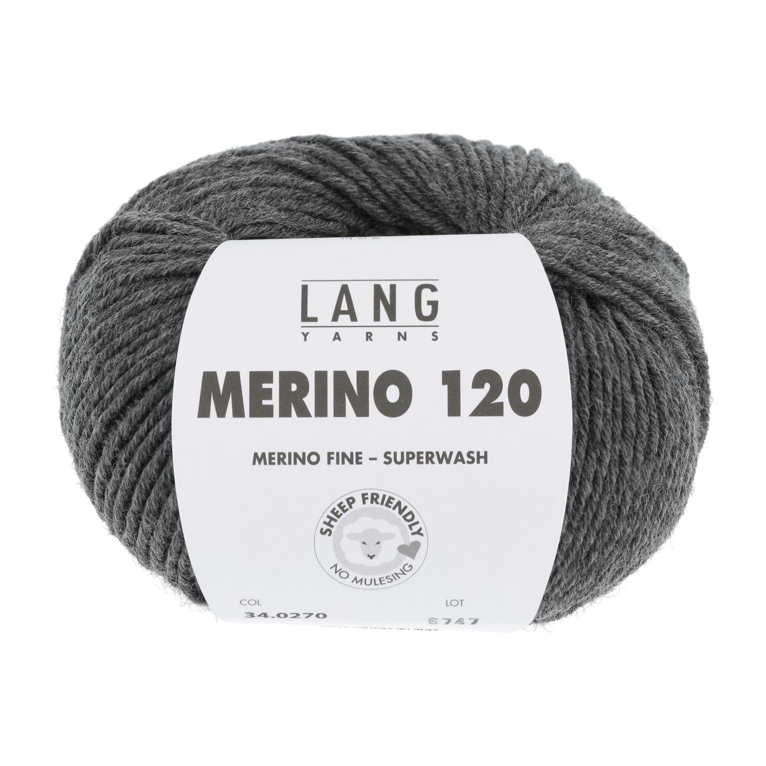Lang Yarns Merino 120 | 0270 donker grijs melange