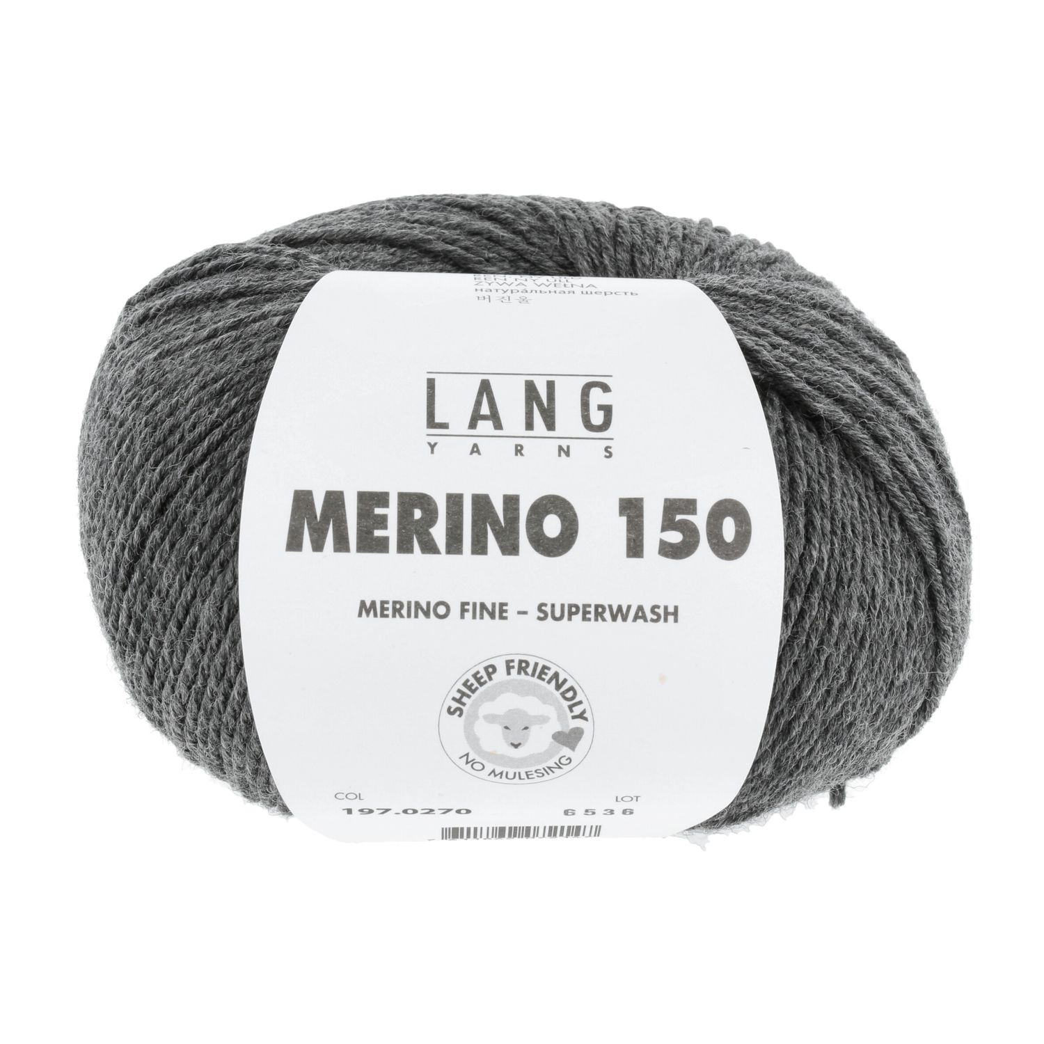 Lang Yarns Merino 150 | 0270 donker grijs melange