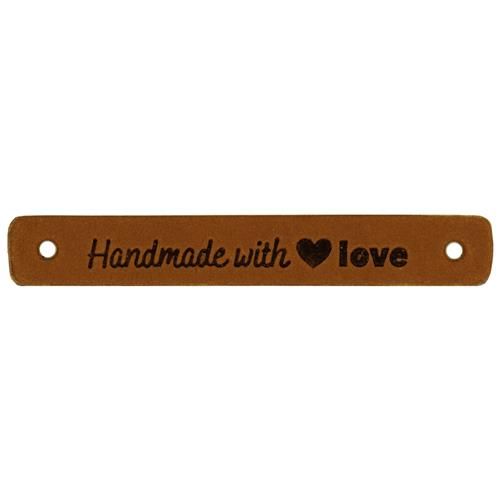 Leren Label Handmade with Love 7 x 1 cm (2st)