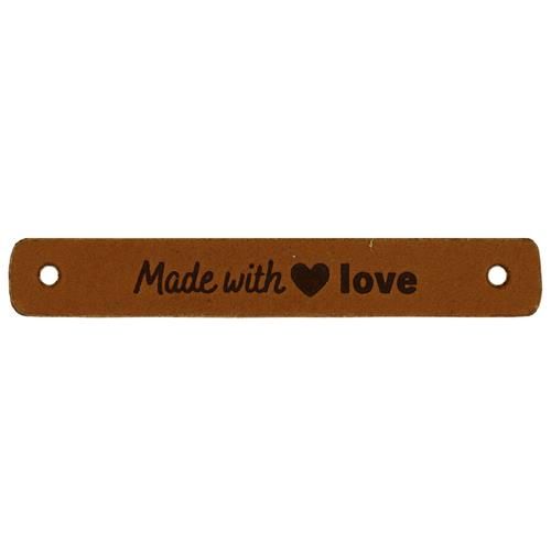 Leren label made with love donker br 2st.