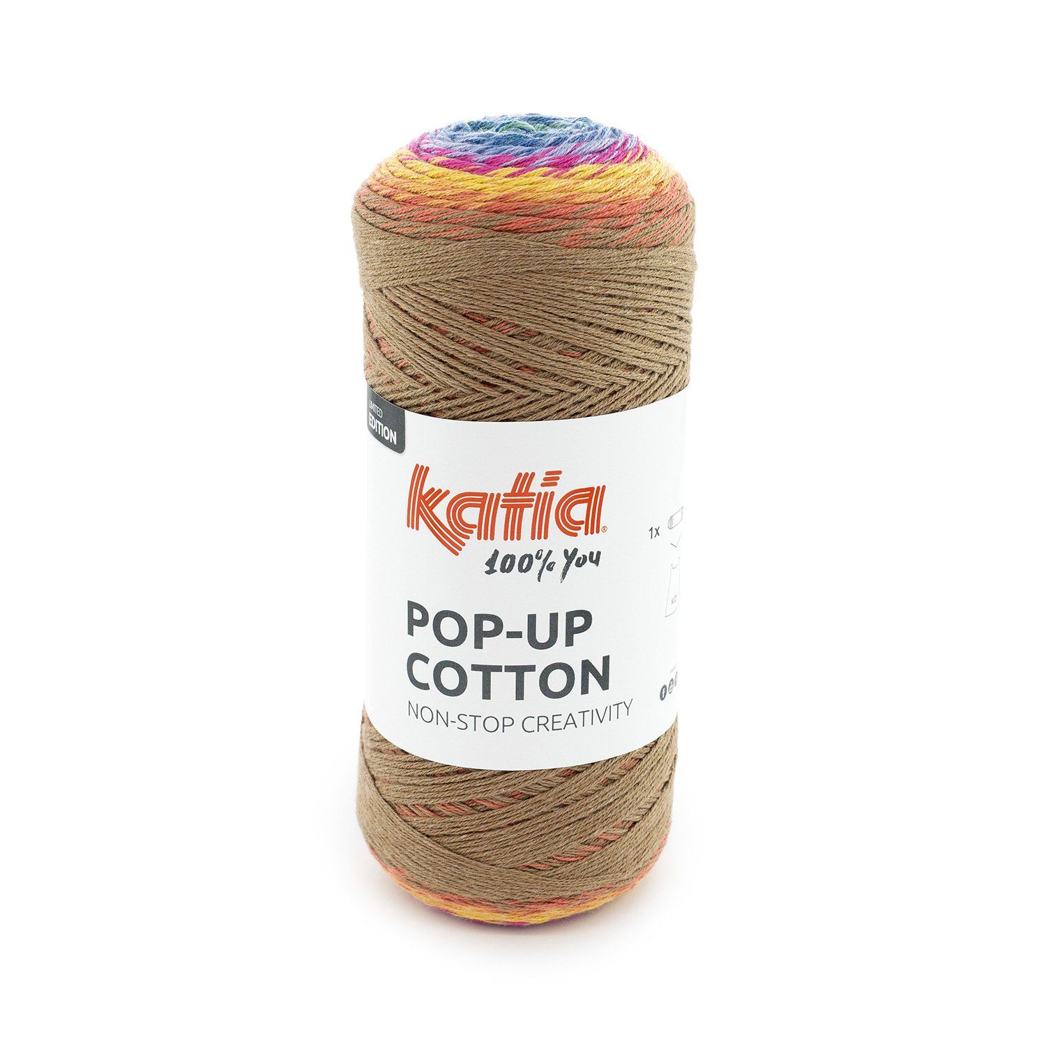 Pop-up cotton | 300 Blauw-Fuchsia-Bruin