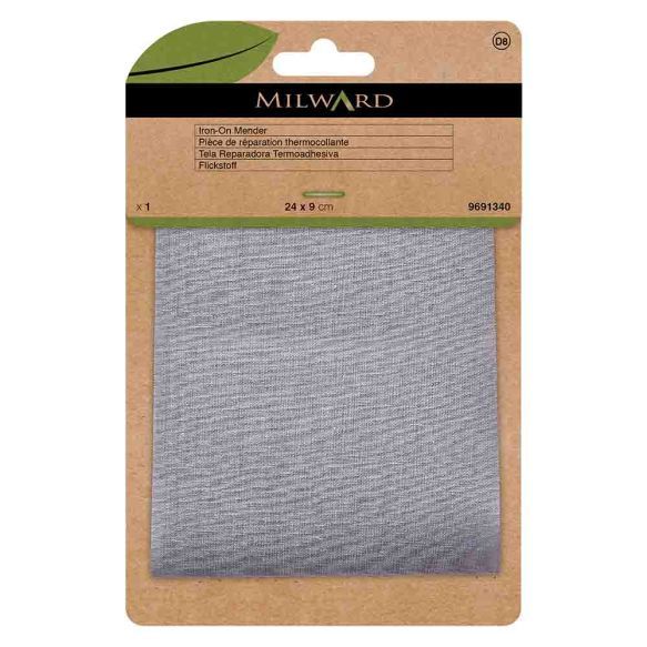 Reparatiedoek opstrijkbaar light grey 24x9cm