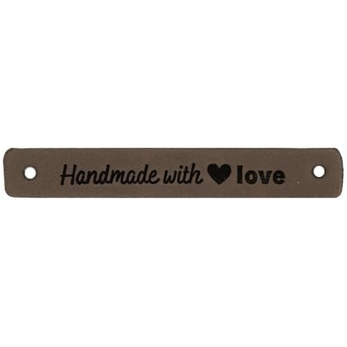 Leren Label Handmade with Love 7 x 1 cm (2st) -1