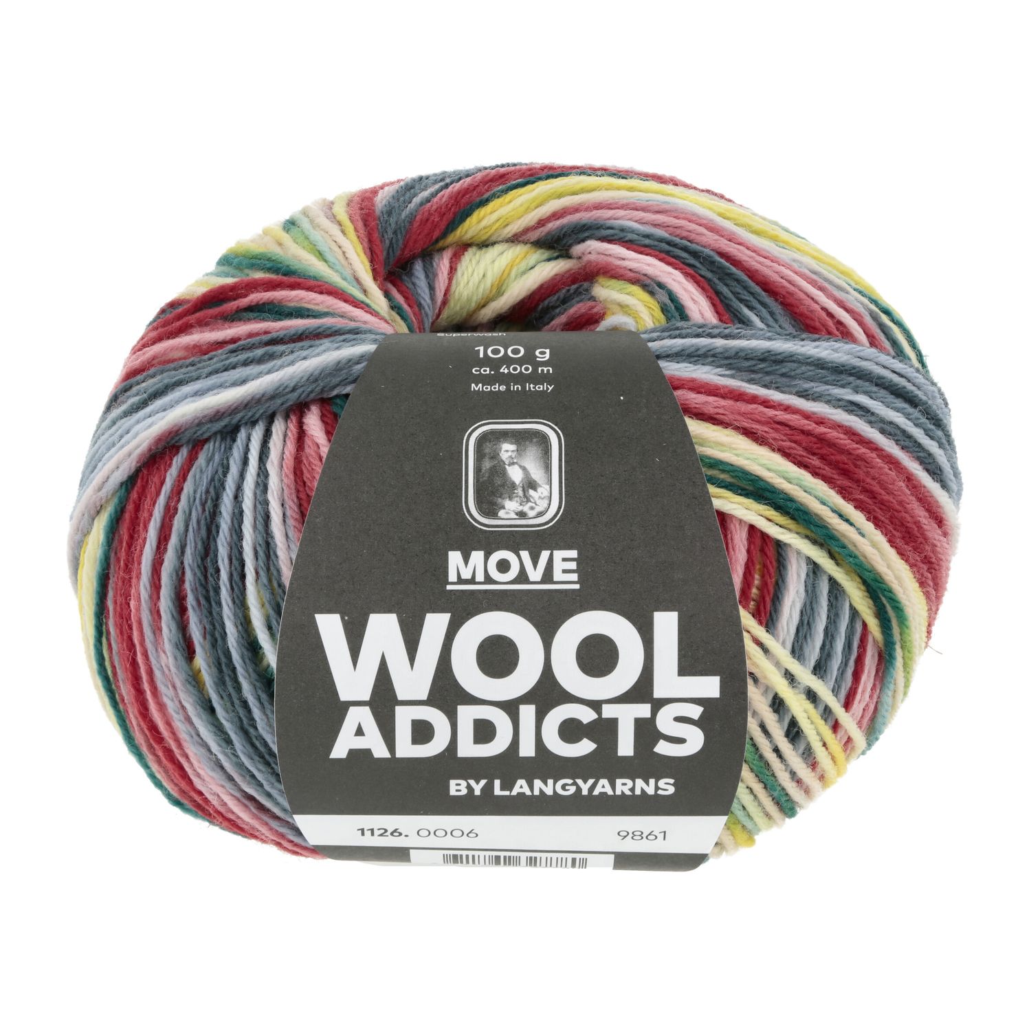 Lang Yarns Move | 0006 antraciet/rood/groen/geel