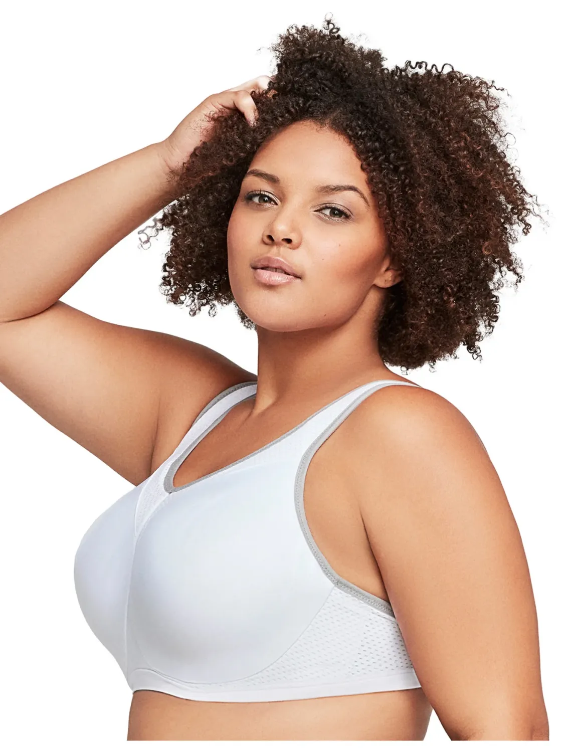 9066 Glamorise No Limits High Support Underwire Sports Bra White/Gray