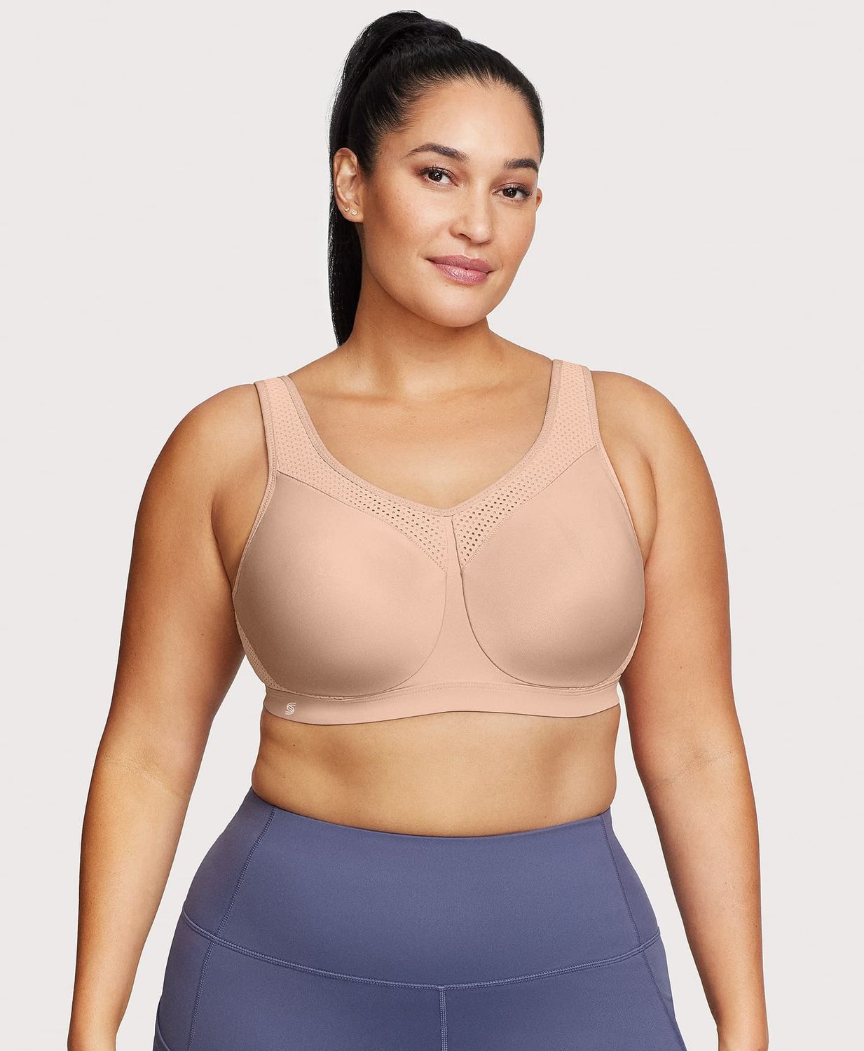 9066 Glamorise No Limits High Support Underwire Sports Bra (Black, Cafe, Gray)