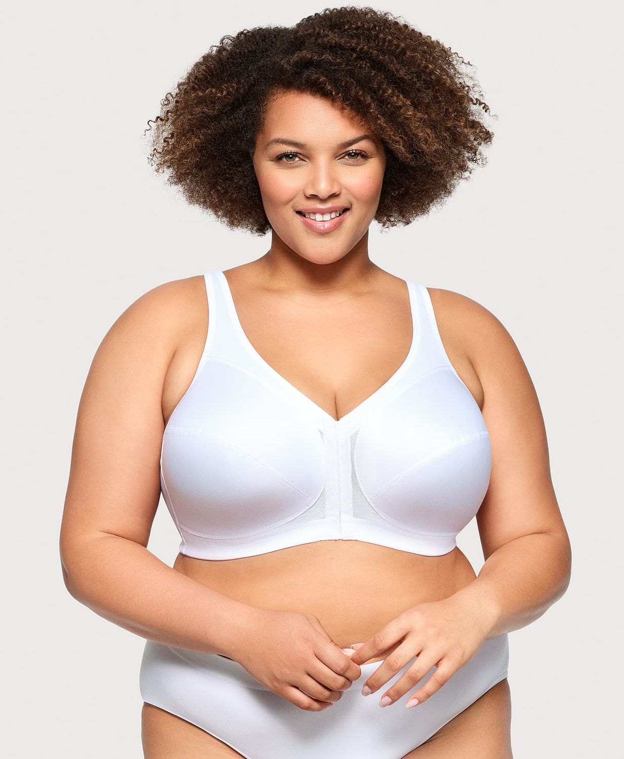 1265 Glamorise MagicLift Front-Closure Posture Back Wirefree Bra White