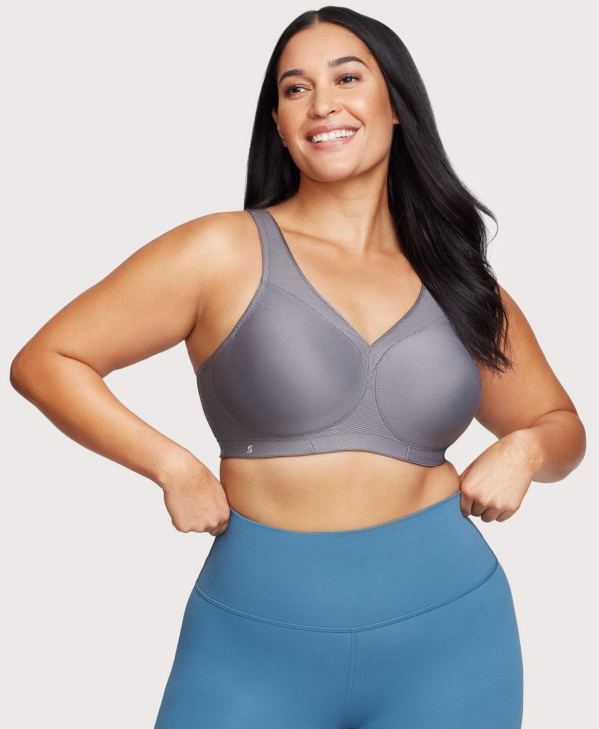 1006 Glamorise MagicLift Seamless Wirefree Sports Bra Grey/White