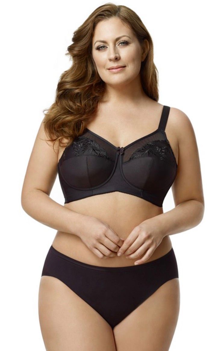 1301 Elila Embroidered Softcup Wirefree Bra Black/ Mocha