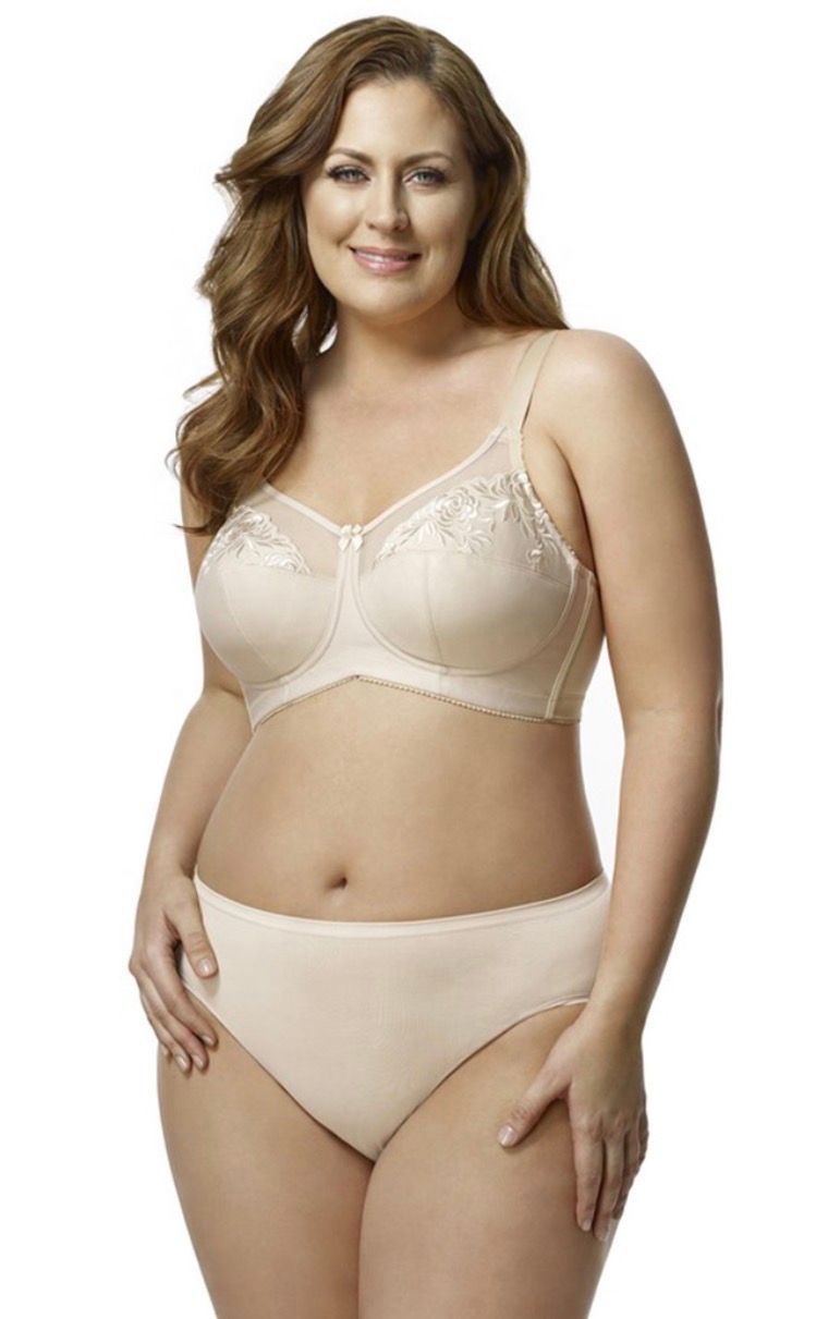 1301 Elila Embroidered Softcup Wirefree Bra Nude/White