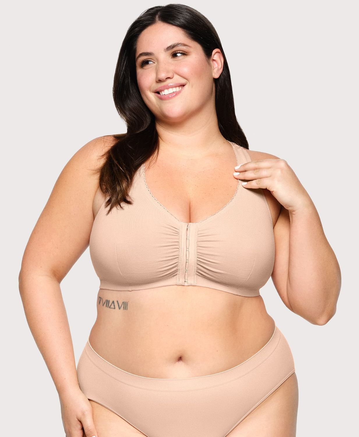 1908 Glamorise Front Closure Cotton T-Back Wirefree Comfort Bra