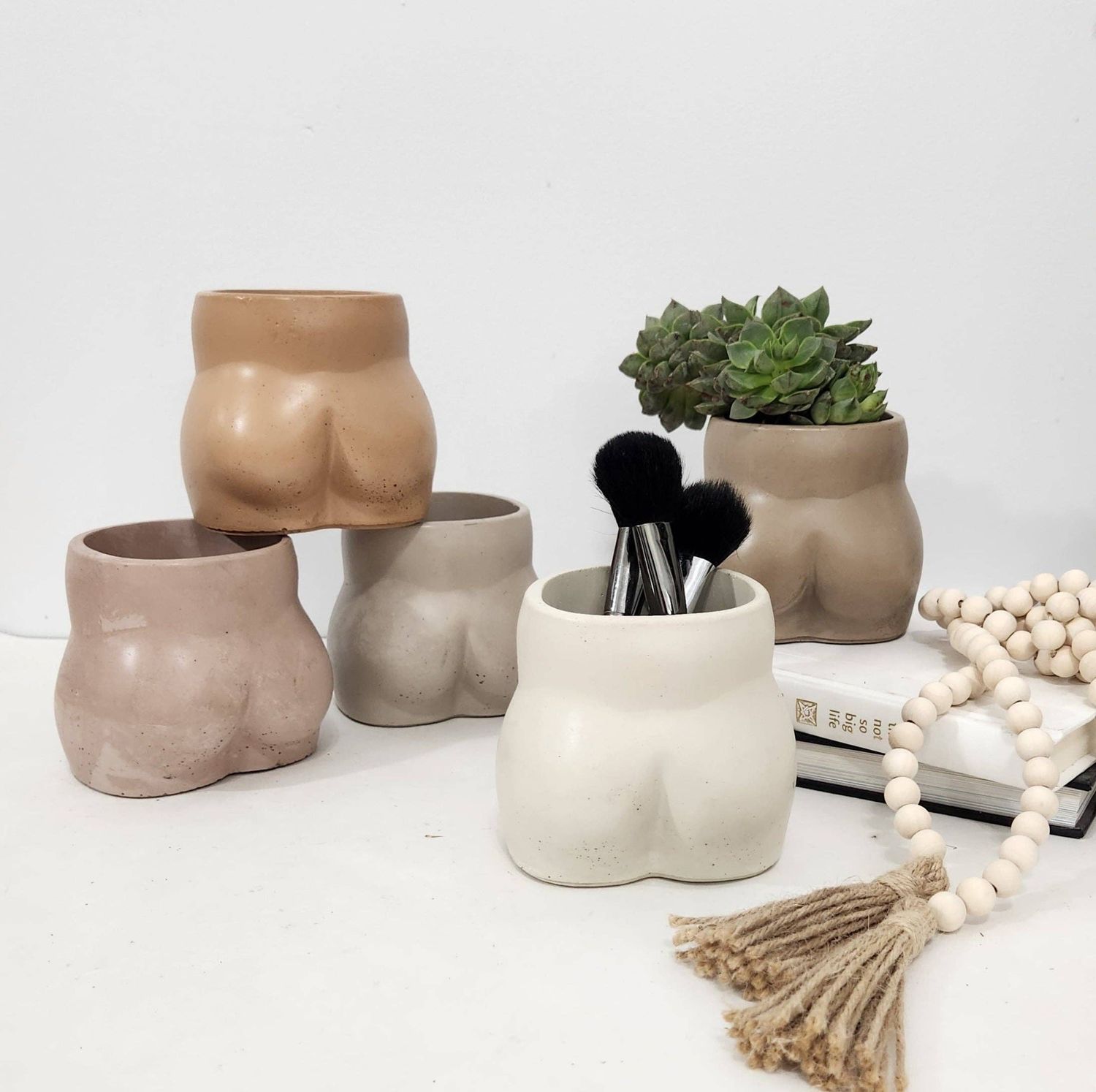Booty Planter, Color: Beige