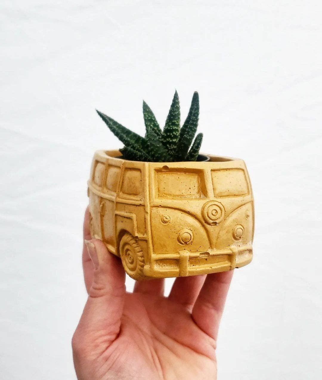 Retro Bus Planter, Color: Mustard