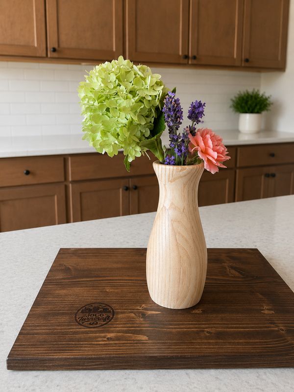 Hand-Turned Flared Ash Wooden Vase