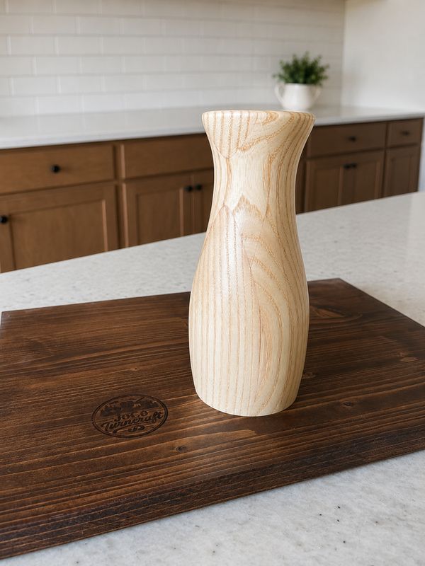 Hand-Turned Flared Ash Wooden Vase