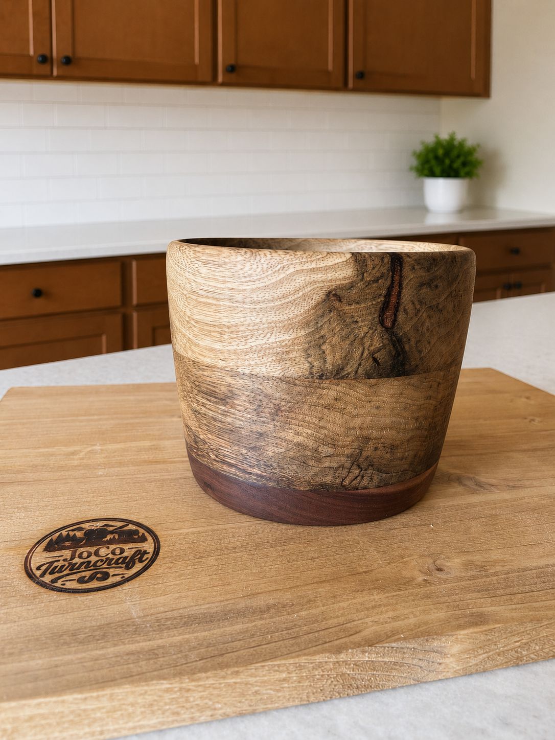 Hand-Turned African Black Limba and Walnut Bowl