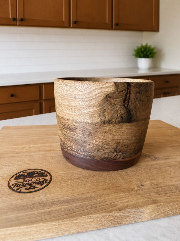 Hand-Turned African Black Limba and Walnut Bowl