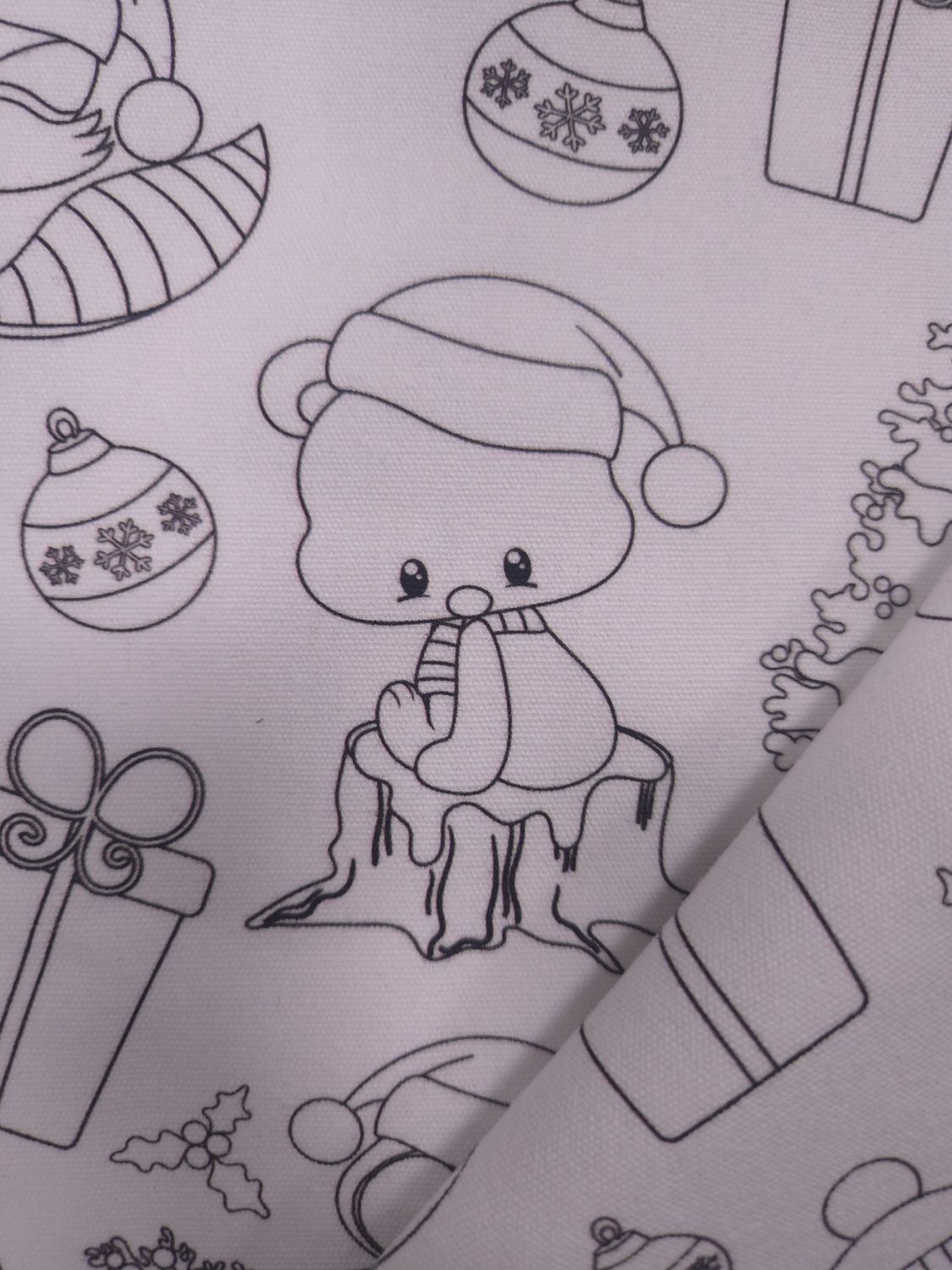 Canevas -, Couleur: Animaux de la forêt à noël à dessiner