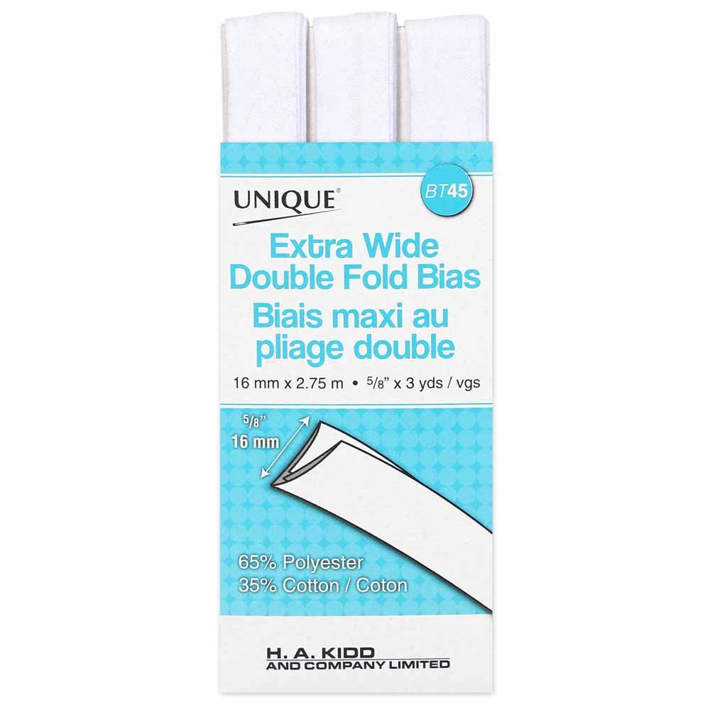 Biais maxi pliage double, Couleur: Blanc (000), Largeur: maxi double, Type: biais