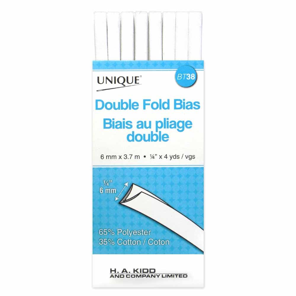 Biais pliage double, Couleur: Blanc (000), Largeur: double, Type: biais