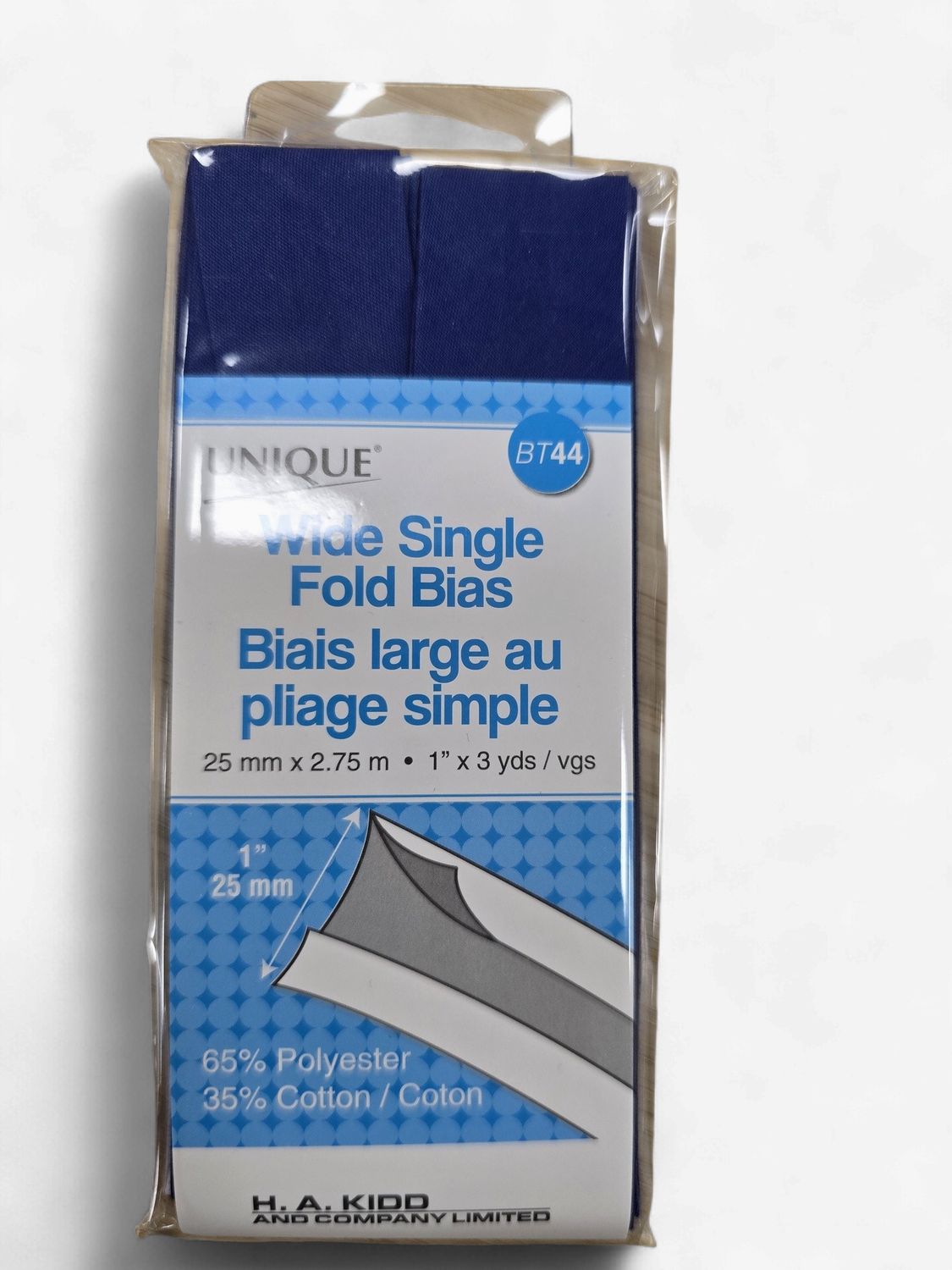 Biais large pliage