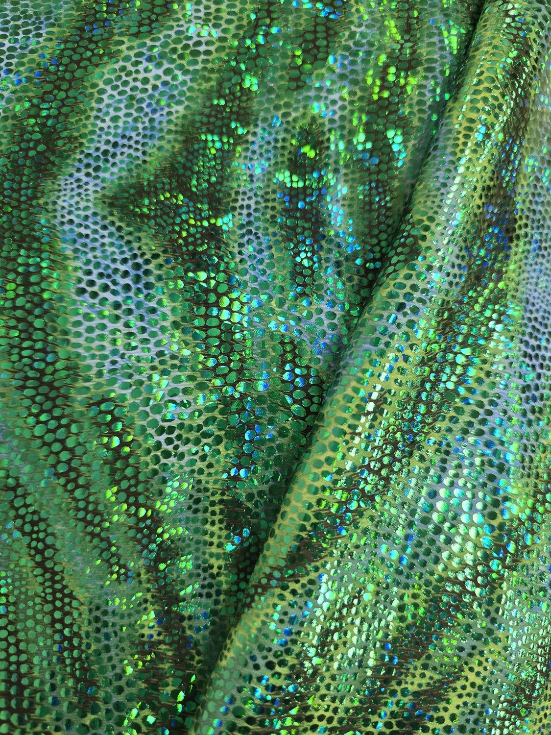 Tissus stretch à maillot fantaisie, Couleur: Hologrammes à imprimé animal Kelly/Lime
