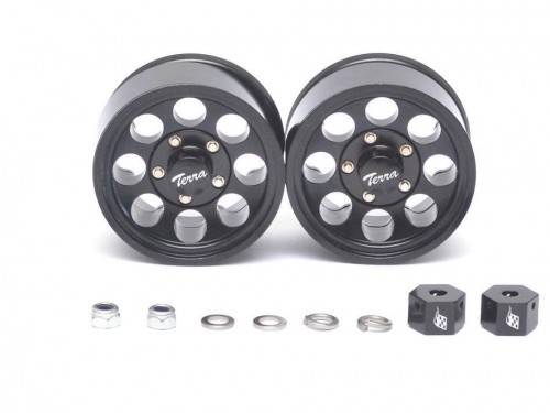 Boom Racing 1.55 Terra Classic 8-Hole Aluminum Beadlock Wheels w/ 3mm Wideners (2) Black BRW780906BK