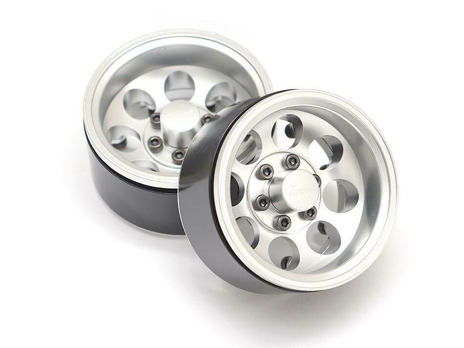 Boom Racing Terra 1.9 Classic 8-Hole Aluminum Deep Dish Beadlock Wheels w/ XT601 Hubs (2) Silver BRW780917S