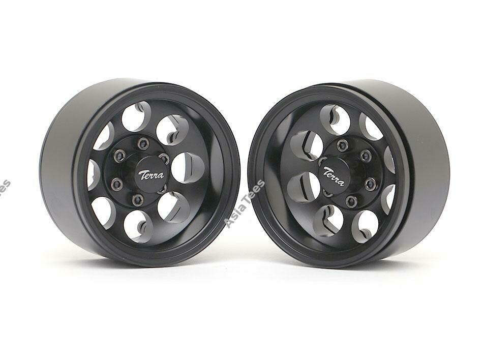 Boom Racing Terra 1.9 Classic 8-Hole Aluminum Deep Dish Beadlock Wheels w/ XT601 Hubs (2) Black BRW780917BK