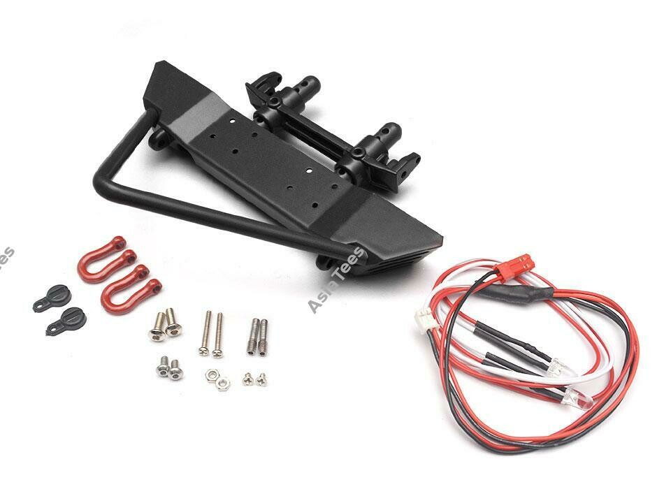 Team Raffee Co. Realistic Metal Front Bumper with Towing Hooks - Stinger - SCX10 Fitment BRQ90275BBK