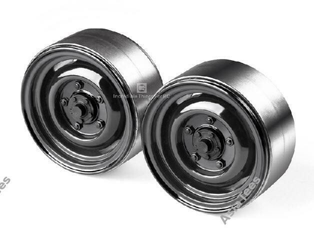 GRC 1.9 Metal Classic Beadlock Wheel #Series II Defender (2) Black GRC/GAX0130BB