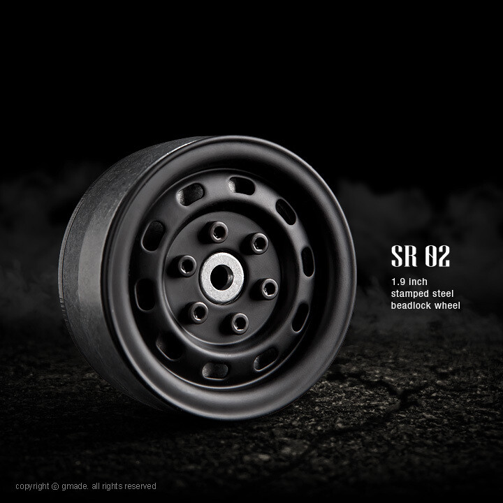 Gmade 1.9&quot; SR02 Beadlock Wheels (Matt Black) (2) GMA70174