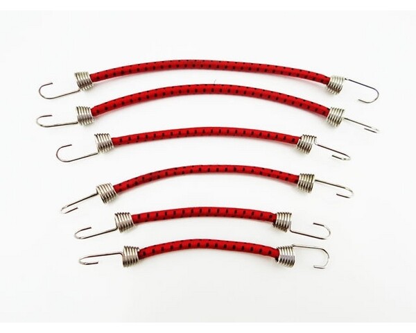 Hot Racing 1/10 Scale Bungee Cord Set, Black and Red (6pcs) HRAACC468C12